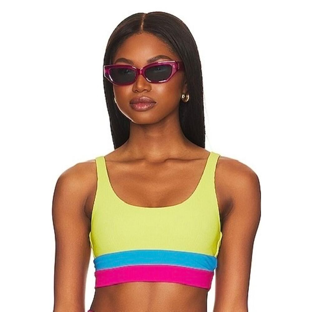 Beach Riot Neon Colorblock Bikini Top